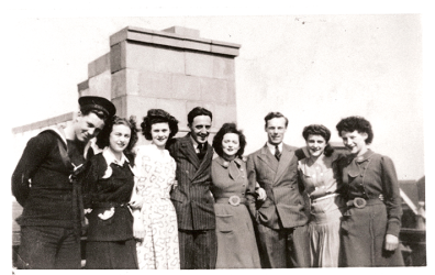 Florence Wall (fourth from right), usherette at the Ambassador cinema, Cosham. © Image courtesy of Eva Balogh's private collection.